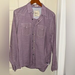 American Eagle Western Shirt Men Medium, Red ,white And Blue Check, Pearl Snaps